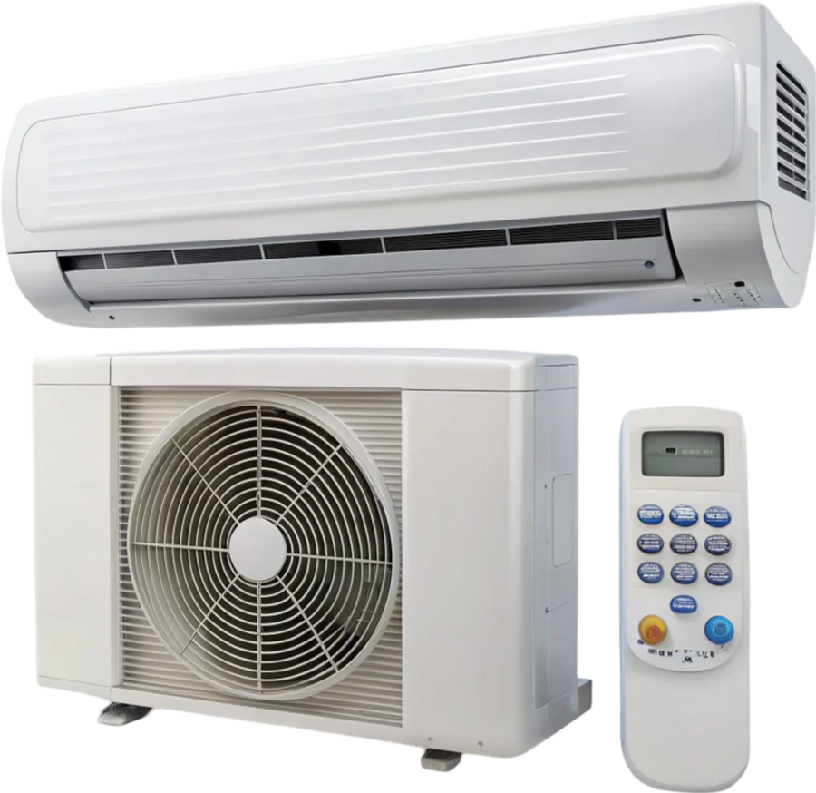 Ar-condicionado split com unidade interna, unidade externa e controle remoto